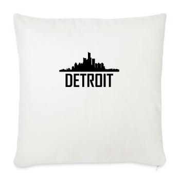 Detroit Michigan City Skyline - Throw Pillow Cover 17.5” x 17.5” - natural white - Front