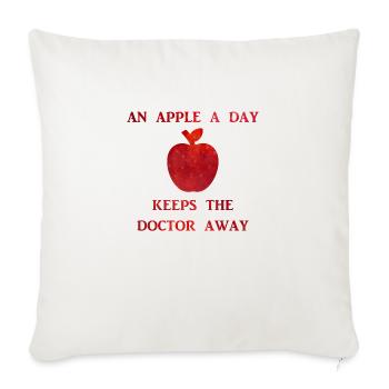 An Apple A Day keeps the doctor away - Throw Pillow Cover 17.5” x 17.5” - natural white - Front
