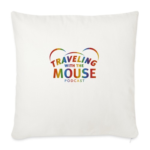 Traveling With The Mouse logo - Rainbow - Throw Pillow Cover 17.5” x 17.5”