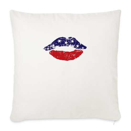 4th of July Independence Day Flag Lips - Throw Pillow Cover 17.5” x 17.5”