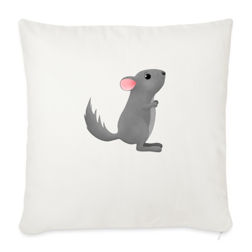 Cute grey chinchilla cartoon illustration - Throw Pillow Cover 17.5” x 17.5”