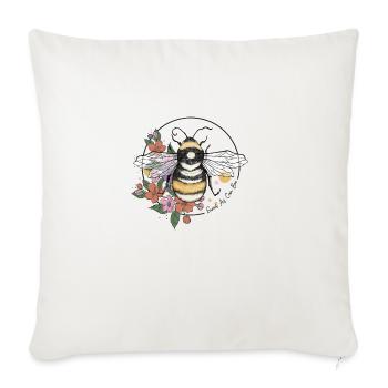 Bee with Flower Sublimation - Throw Pillow Cover 17.5” x 17.5” - natural white - Front