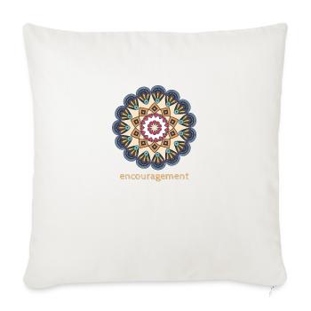 Encouragement Mandala Design - Throw Pillow Cover 17.5” x 17.5” - natural white - Front