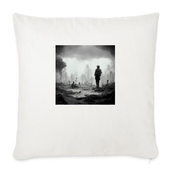 Imagine it is war an nobody goes there - Throw Pillow Cover 17.5” x 17.5” - natural white - Front