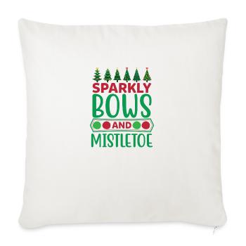 Sparkly bows and mistletoe - Throw Pillow Cover 17.5” x 17.5” - natural white - Front