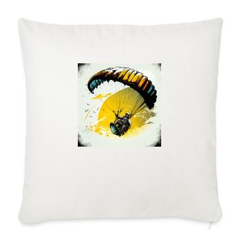 cool paraglider in action - Throw Pillow Cover 17.5” x 17.5” - natural white - Front