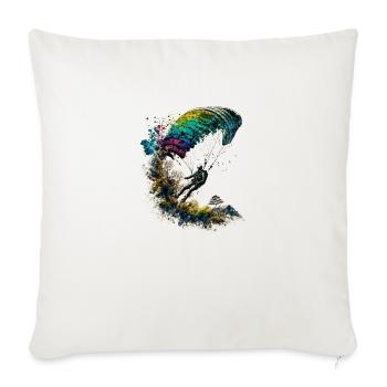 cool paraglider in action - Throw Pillow Cover 17.5” x 17.5” - natural white - Front