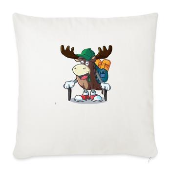 moose with hiking gear - Throw Pillow Cover 17.5” x 17.5” - natural white - Front