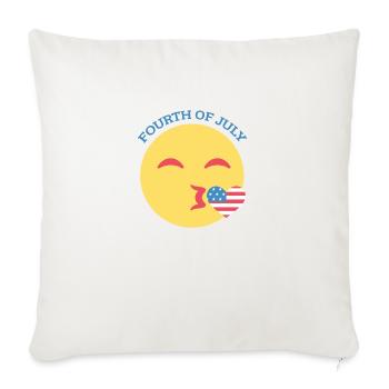 4th of July Kiss America Flag - Throw Pillow Cover 17.5” x 17.5” - natural white - Front