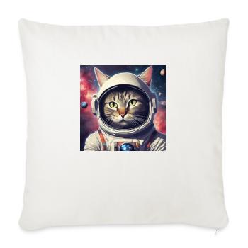space cat - Throw Pillow Cover 17.5” x 17.5” - natural white - Front