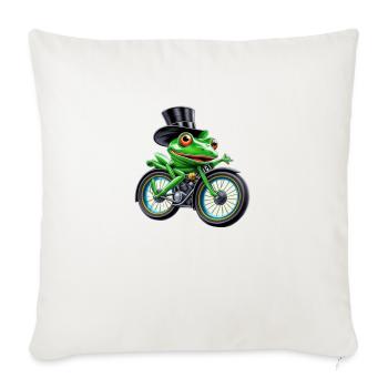 Cycling frog - Throw Pillow Cover 17.5” x 17.5” - natural white - Front