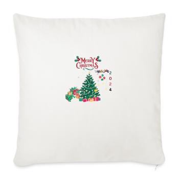 Merry christmas - Throw Pillow Cover 17.5” x 17.5” - natural white - Front