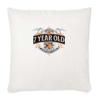 Official 7 Year Old Birthday - Jurassic Dinosaur P - Throw Pillow Cover 17.5” x 17.5” - natural white - Front