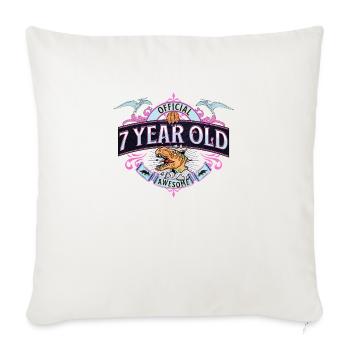 Official 7 Year Old Birthday - Jurassic Dinosaur P - Throw Pillow Cover 17.5” x 17.5” - natural white - Front