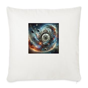 Cosmic Timekeeper - Throw Pillow Cover 17.5” x 17.5” - natural white - Front