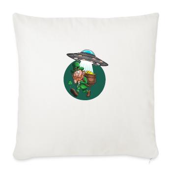 Leprechaun and UFO - Throw Pillow Cover 17.5” x 17.5” - natural white - Front