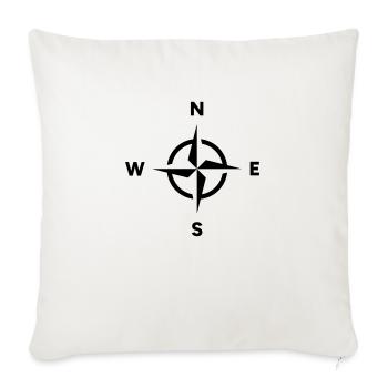 Compass navigation orientation cardinal direction - Throw Pillow Cover 17.5” x 17.5” - natural white - Front