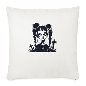 gothic grave yard girl - Throw Pillow Cover 17.5” x 17.5” - natural white - Front