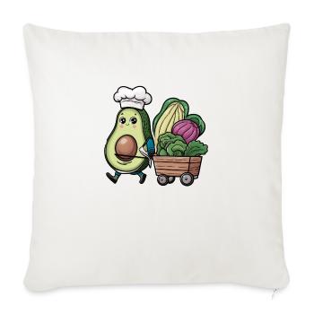 Happy Avocado doing shopping - Throw Pillow Cover 17.5” x 17.5” - natural white - Front