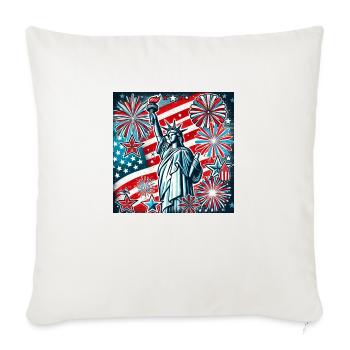 July 4th - Throw Pillow Cover 17.5” x 17.5” - natural white - Front