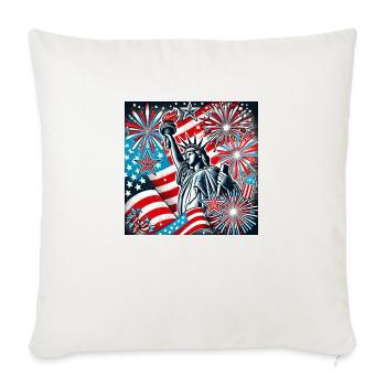 July 4th - Throw Pillow Cover 17.5” x 17.5” - natural white - Front