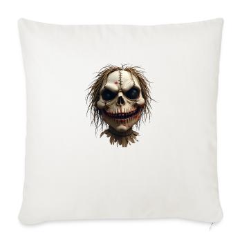 Grim Skull with Dark Eyes - Throw Pillow Cover 17.5” x 17.5” - natural white - Front