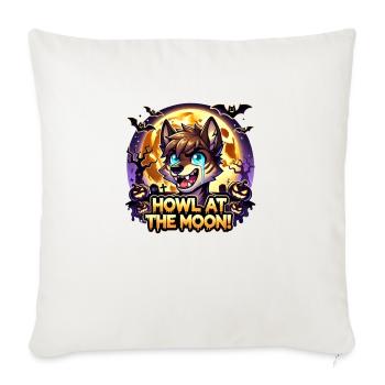 Moon Howl – The Cute Halloween Wolf - Throw Pillow Cover 17.5” x 17.5” - natural white - Front