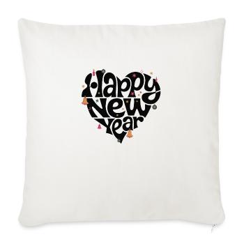 Happy New Year Design | Heart-Shaped - Throw Pillow Cover 17.5” x 17.5” - natural white - Front