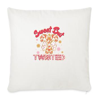 Sweet But Twisted, Merry Christmas, Christmas - Throw Pillow Cover 17.5” x 17.5” - natural white - Front