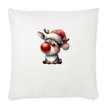 Reindeer Christmas, Cute Christmas - Throw Pillow Cover 17.5” x 17.5” - natural white - Front