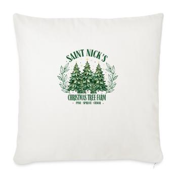 SAINT NICKS CHRISTMAS TREE FARM - Throw Pillow Cover 17.5” x 17.5” - natural white - Front