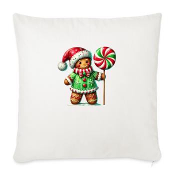 Gingerbread Christmas, Merry Christmas, Candy - Throw Pillow Cover 17.5” x 17.5” - natural white - Front