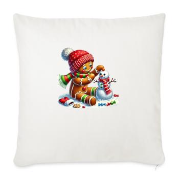 Gingerbread Christmas, Merry Christmas - Throw Pillow Cover 17.5” x 17.5” - natural white - Front