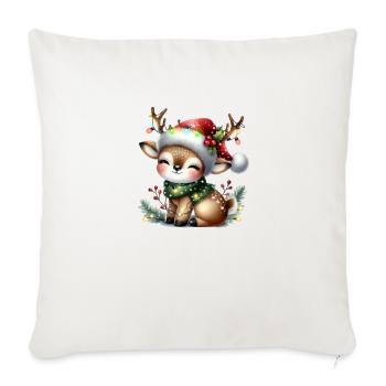 Deer Christmas, Merry Christmas - Throw Pillow Cover 17.5” x 17.5” - natural white - Front