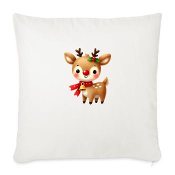 Deer Christmas, Merry Christmas, Christmas Retro - Throw Pillow Cover 17.5” x 17.5” - natural white - Front