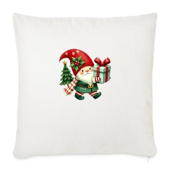 Gnome Christmas, Merry Christmas - Throw Pillow Cover 17.5” x 17.5” - natural white - Front
