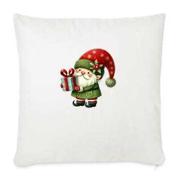 Gnome Christmas, Merry Christmas - Throw Pillow Cover 17.5” x 17.5” - natural white - Front