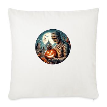 Mummy with Lantern in the Ruins - Throw Pillow Cover 17.5” x 17.5” - natural white - Front