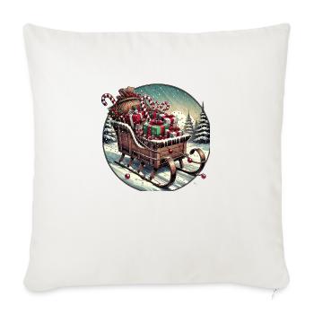 Rustic Christmas Sleigh Full of Surprises - Throw Pillow Cover 17.5” x 17.5” - natural white - Front