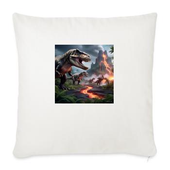 a breathtaking prehistoric dinosaurs landscape - Throw Pillow Cover 17.5” x 17.5” - natural white - Front