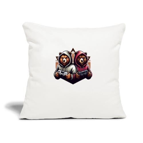 2 grizzlies gamer bears - Throw Pillow Cover 17.5” x 17.5”