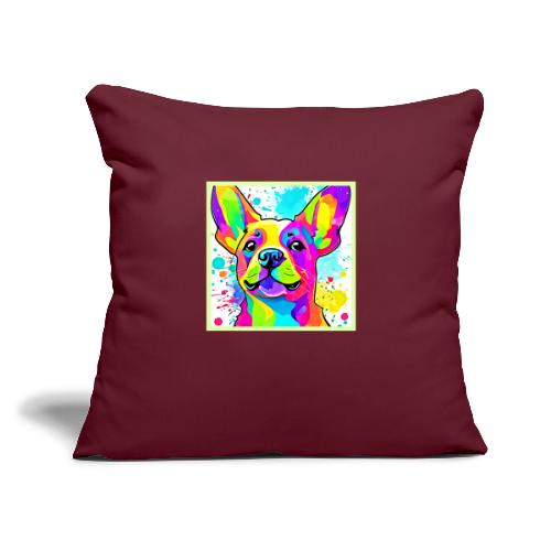 Vibrant Frenchie Bulldog Puppy Art - Throw Pillow Cover 17.5” x 17.5”