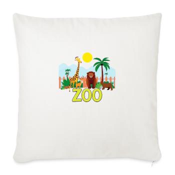 various animals and elements of a zoo - Throw Pillow Cover 17.5” x 17.5” - natural white - Front