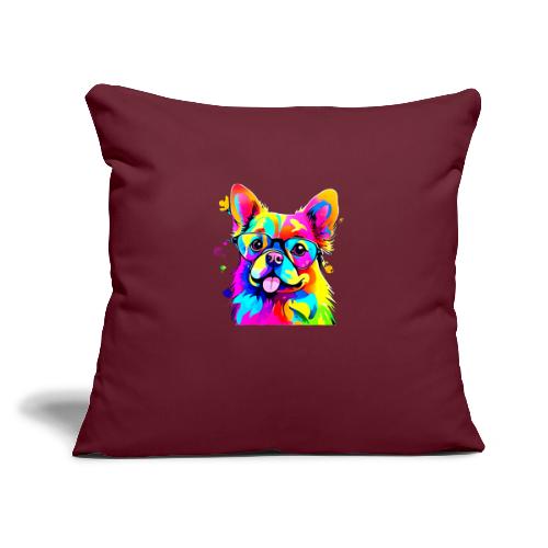 Vibrant Pup: Abstract Dog Art - Throw Pillow Cover 17.5” x 17.5”