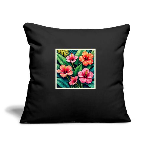 Tropical Hibiscus Bloom Artistry - Throw Pillow Cover 17.5” x 17.5”