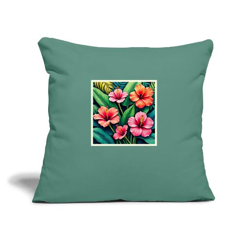 Tropical Hibiscus Bloom Artistry - Throw Pillow Cover 17.5” x 17.5”