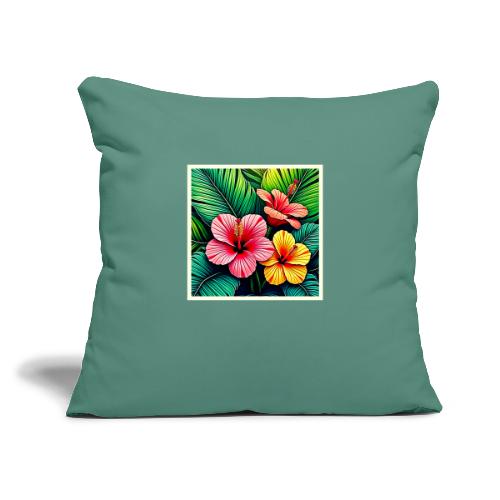 Exotic Flower Garden Dreams - Throw Pillow Cover 17.5” x 17.5”