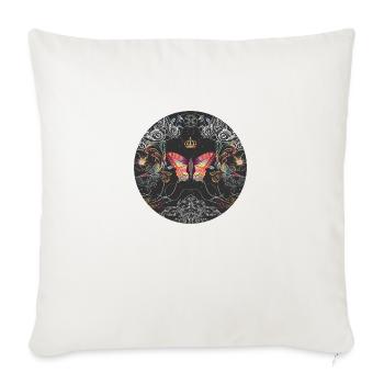 Imaginative Butterfly with Crown & Ornaments - Throw Pillow Cover 17.5” x 17.5” - natural white - Front