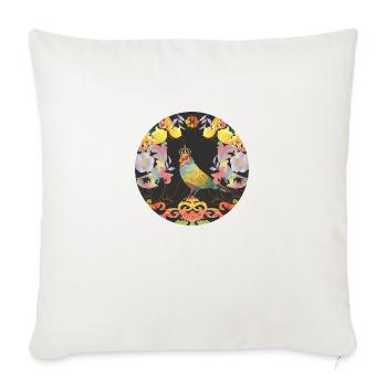 Imaginative Bird with Crown & Ornaments - Throw Pillow Cover 17.5” x 17.5” - natural white - Front