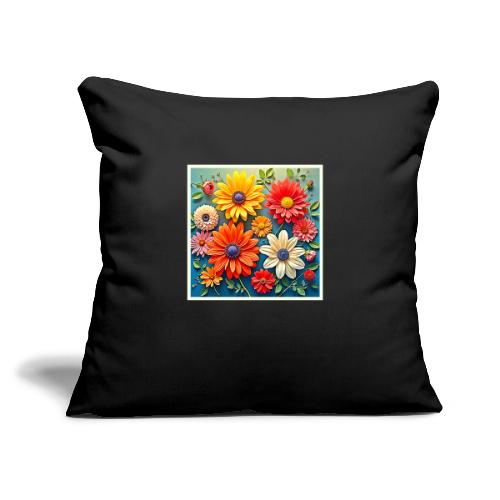 Vibrant Floral Fantasy Design - Throw Pillow Cover 17.5” x 17.5”